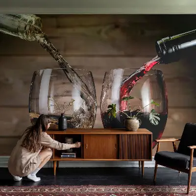 Papier peint photo imprimé sur tissu non tissé Verres de vin
