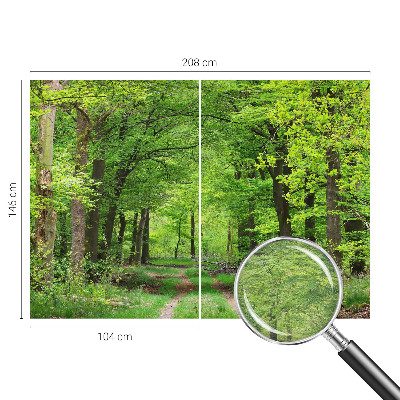 Papier peint panoramique tendance avec un motif de sentier forestier