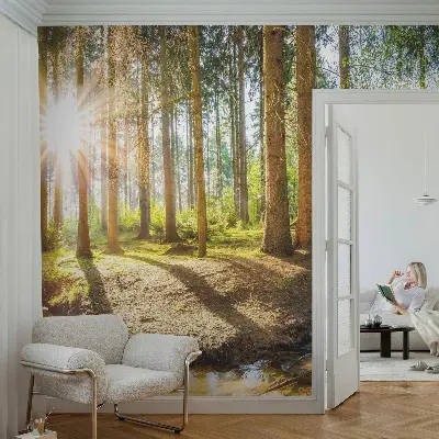 Papier peint photo imprimé sur tissu non tissé idylle forestière