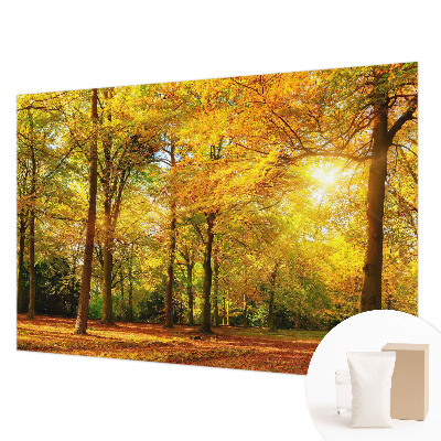 Papier peint photo avec motif de feuilles dorées
