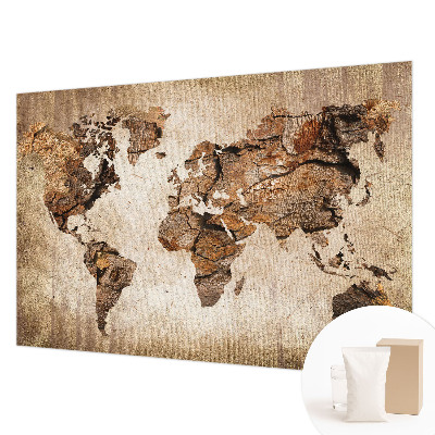 Papier peint salon moderne avec un motif de carte en bois