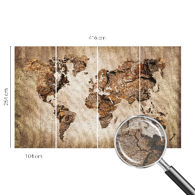 Papier peint salon moderne avec un motif de carte en bois