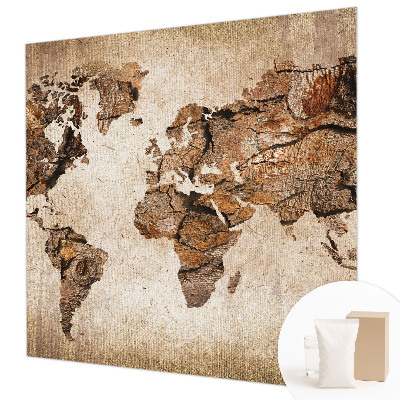 Papier peint salon moderne avec un motif de carte en bois