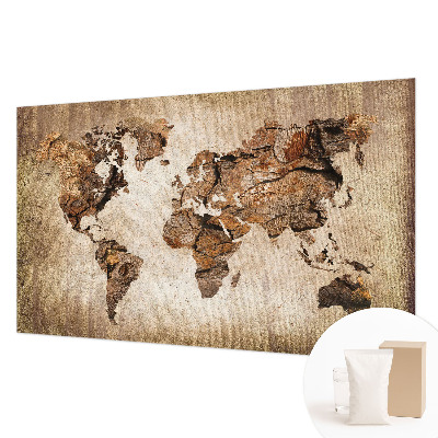 Papier peint salon moderne avec un motif de carte en bois
