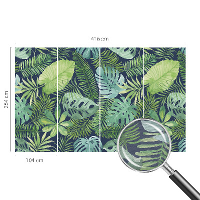 Papier peint photographique salon avec motif de feuilles tropicales