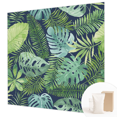 Papier peint photographique salon avec motif de feuilles tropicales
