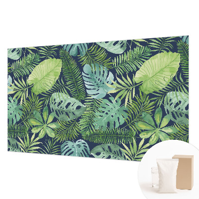 Papier peint photographique salon avec motif de feuilles tropicales