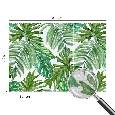 Poster mural panoramique avec motif de feuilles exotiques