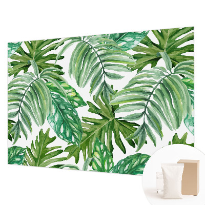 Poster mural panoramique avec motif de feuilles exotiques