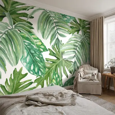 Papier peint intissé feuilles exotiques