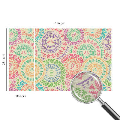 Papier peint panoramique avec des mandalas colorés