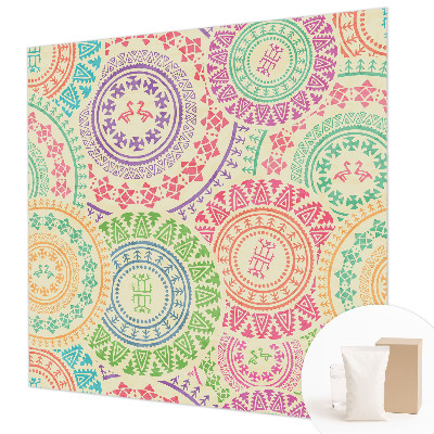Papier peint panoramique avec des mandalas colorés
