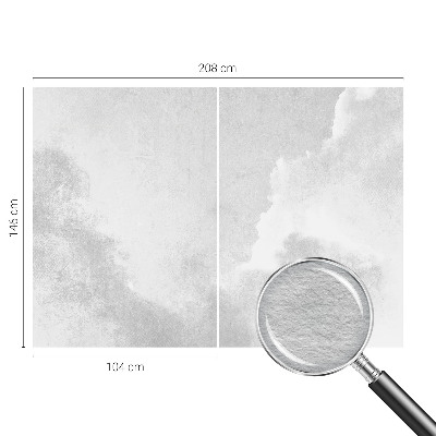 Papier peint panoramique salon avec un motif de nuages délicats