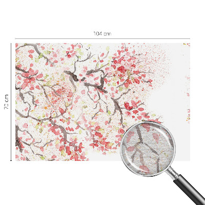 Papier peint panoramique chambre adulte avec un motif de branches fleuries