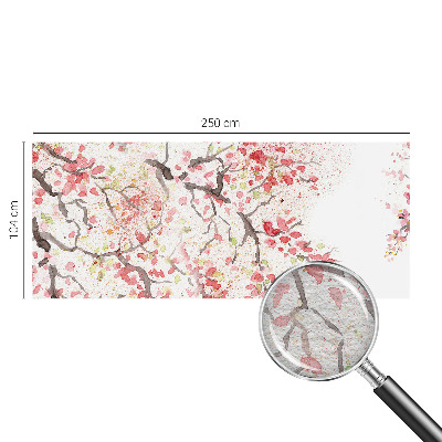 Papier peint panoramique chambre adulte avec un motif de branches fleuries