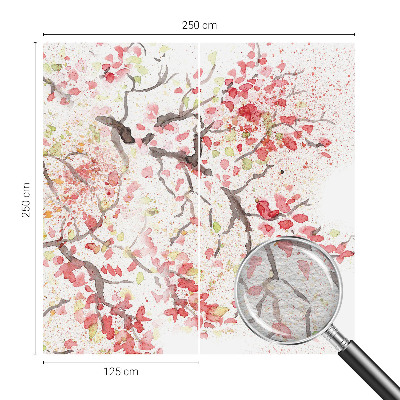 Papier peint panoramique chambre adulte avec un motif de branches fleuries