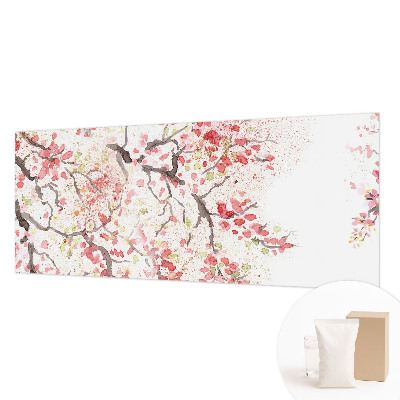 Papier peint panoramique chambre adulte avec un motif de branches fleuries