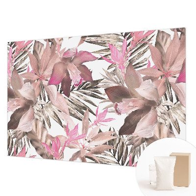 Papier peint panoramique moderne avec un motif de fleurs exotiques