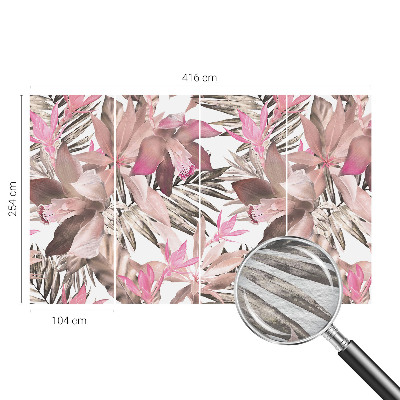 Papier peint panoramique moderne avec un motif de fleurs exotiques