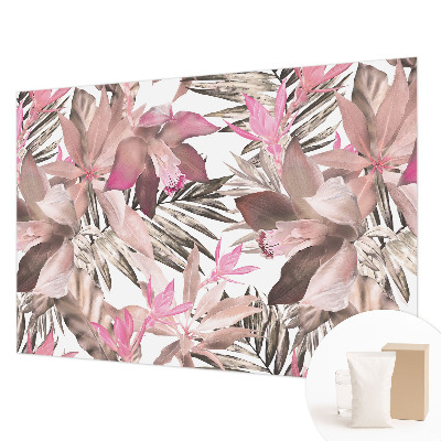 Papier peint panoramique moderne avec un motif de fleurs exotiques
