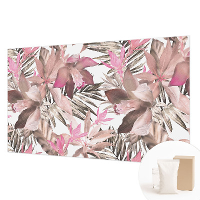 Papier peint panoramique moderne avec un motif de fleurs exotiques