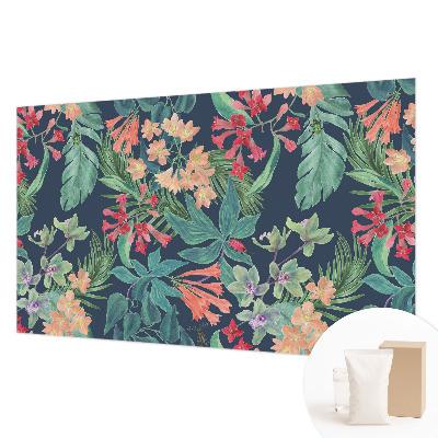 Papier peint photographique salon avec un motif de fleurs tropicales