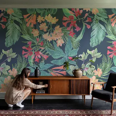 Papier peint photographique sur tissu non tissé fleurs tropicales