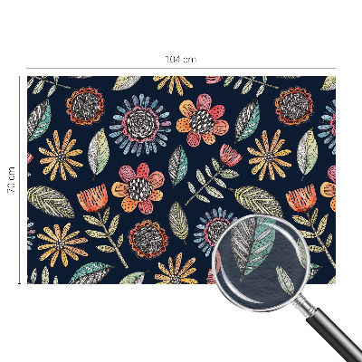 Poster mural panoramique avec un motif de mosaïque florale
