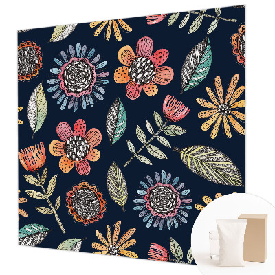 Poster mural panoramique avec un motif de mosaïque florale