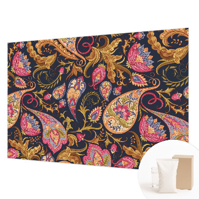 Papier peint panoramique intissé avec un motif paisley coloré