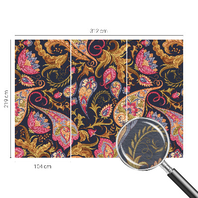 Papier peint panoramique intissé avec un motif paisley coloré