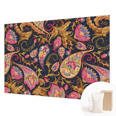 Papier peint panoramique intissé avec un motif paisley coloré