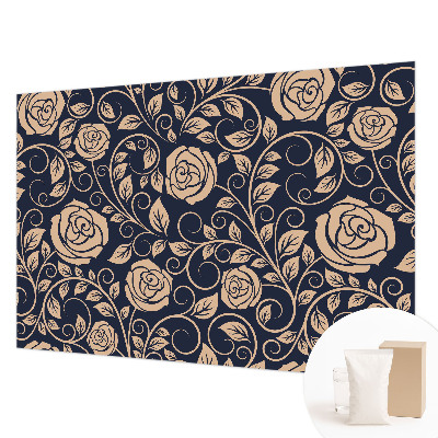 Papier peint panoramique sur mesure avec motif de fleurs romantiques