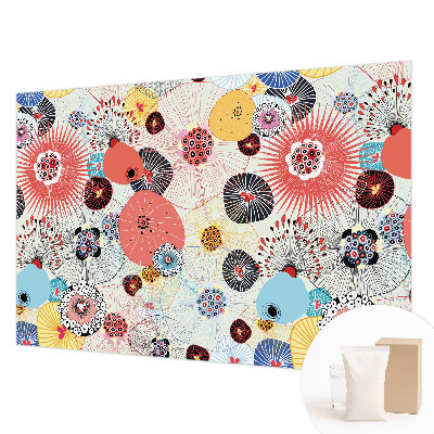 Papier peint panoramique enfant avec un motif de fleurs colorées