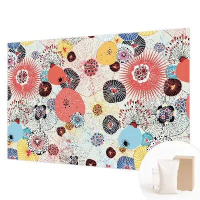 Papier peint photographique sur tissu non tissé fleurs colorées
