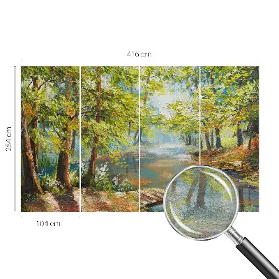 Papier peint panoramique chambre avec un motif de lac idyllique