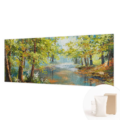 Papier peint panoramique chambre avec un motif de lac idyllique