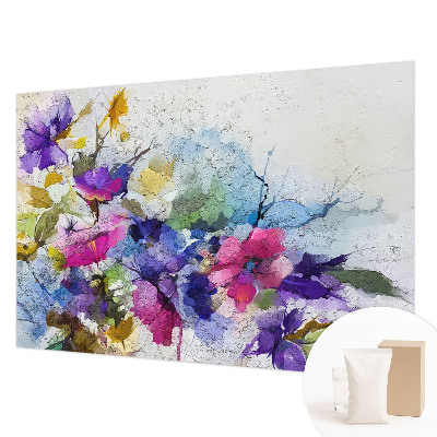Papier peint panoramique enfant avec un motif de fleurs abstraites