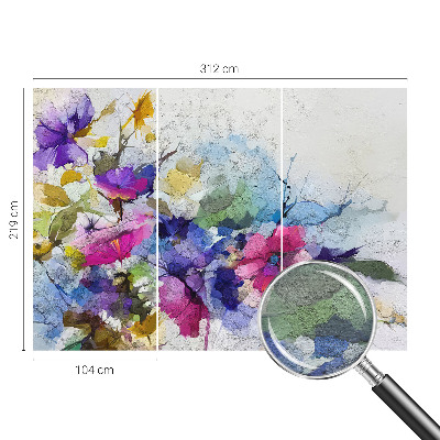 Papier peint panoramique enfant avec un motif de fleurs abstraites