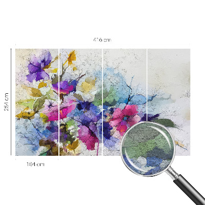 Papier peint panoramique enfant avec un motif de fleurs abstraites