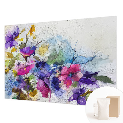 Papier peint panoramique enfant avec un motif de fleurs abstraites