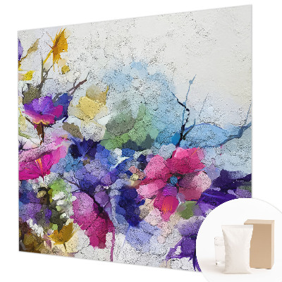 Papier peint panoramique enfant avec un motif de fleurs abstraites