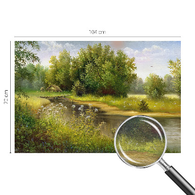 Papier peint panoramique tendance avec un motif de paysage campagnard