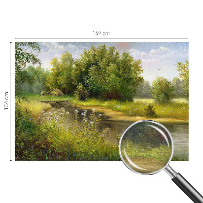 Papier peint panoramique tendance avec un motif de paysage campagnard