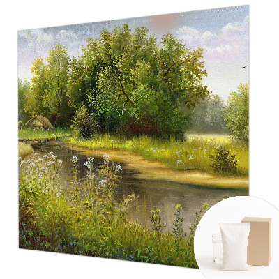 Papier peint panoramique tendance avec un motif de paysage campagnard