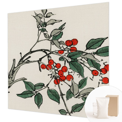 Papier peint chambre moderne avec un motif de brindilles et de baies