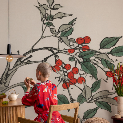 Papier peint chambre moderne Vetvička bobúľ