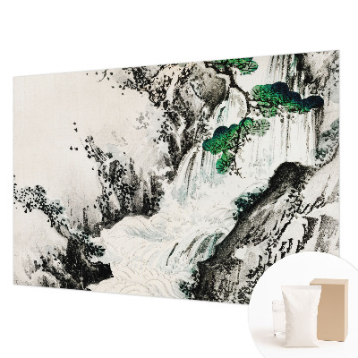 Tapisserie panoramique avec un motif de cascade naturelle