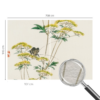 Papier peint panoramique salon avec un motif floral inspiré de la nature