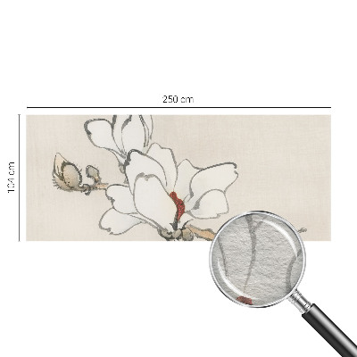 Papier peint panoramique chambre avec un motif de magnolias délicats